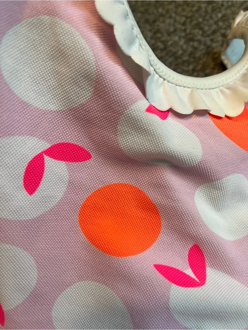 Jacadi Pink One-Piece Swimsuit with Orange & White Dot Print